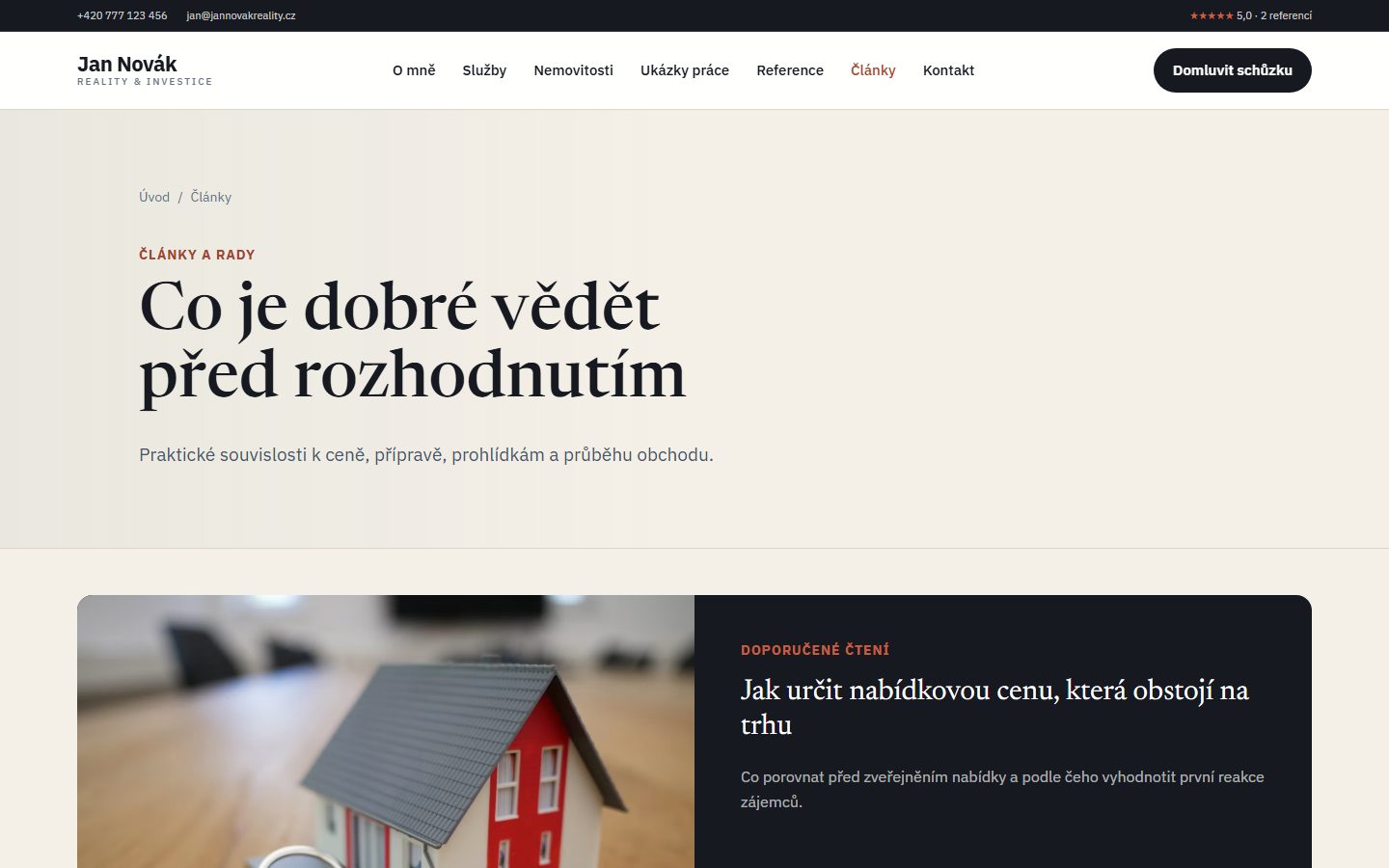 Přehled článků v šabloně Osobní značka makléře